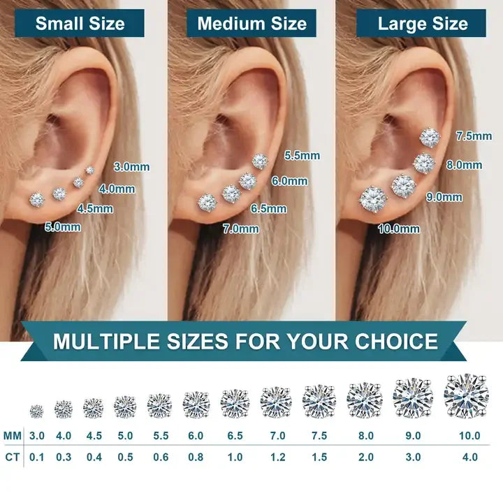 Four Claws Setting Solitaire Moissanite Diamond Earrings Cheapest Price Hiphop 925 Silver VVS1 Moissanite Stud Earrings