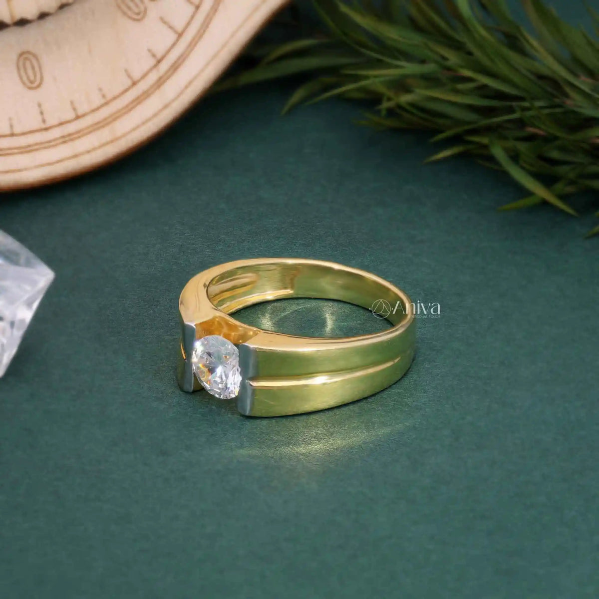 Unisex Ethnic Design Brilliant Cut Solitaire 0.9ct Diamond Engagement Ring 18K Gold Plated Yellow/White/Rose GIA Fashion