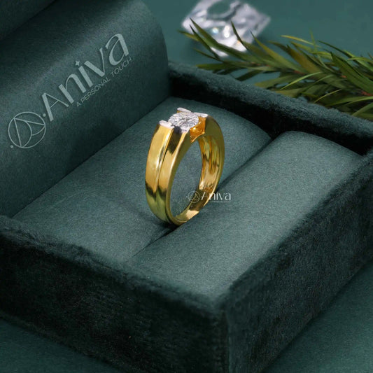 Unisex Ethnic Design Brilliant Cut Solitaire 0.9ct Diamond Engagement Ring 18K Gold Plated Yellow/White/Rose GIA Fashion