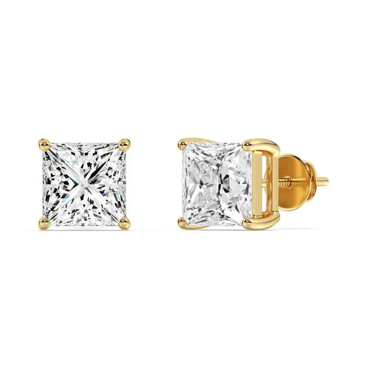 Princess Cut Lab Grown Diamond Stud Earrings in 18K Gold IGI Certified Luxury Jewelry