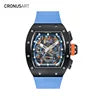 2025 Men's Carbon Tonneau  Luxury Mechanical Watches, Sapphire Crystal Glass Transparent Base Cover OEM Watches