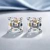Classic Asscher Cut GRA Moissanite Stud Earrings 1ct-2ct S925 Silver 4Prong Setting in Stock Gold/Silver for Women