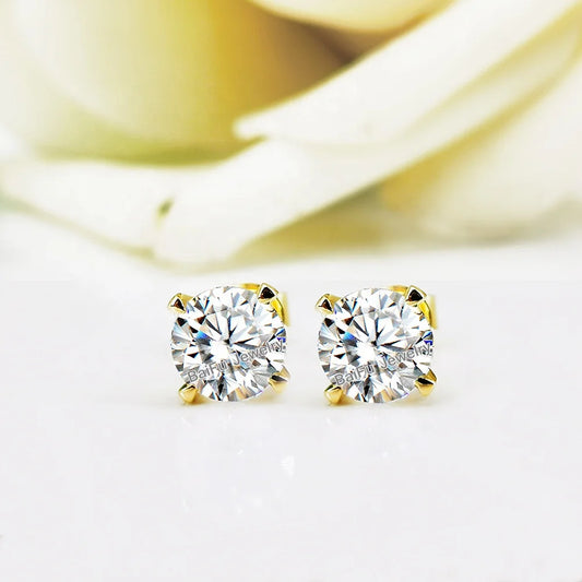 BaiFu Jewelry Wholesale AU750 18K Gold Moissanite 4 Craw Stud Earrings Wedding