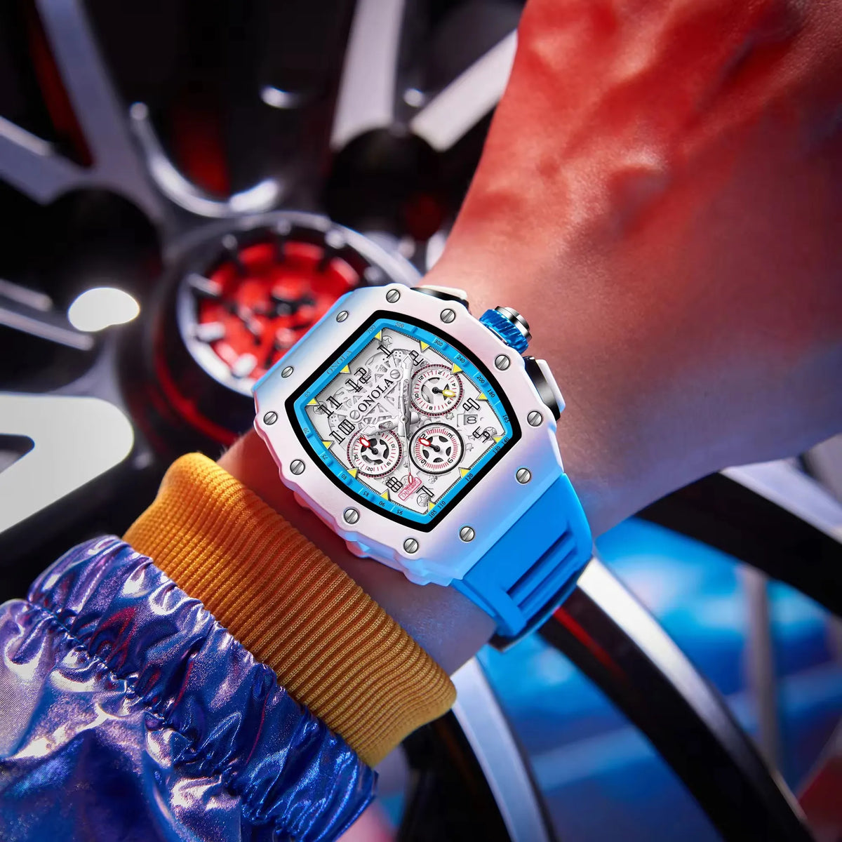 Onola 6826W Fashion Tonneau Shape Watch Luxury Sport Silicone Clock for Men Reloj High Quality Glass Alloy Case Luminous Watches
