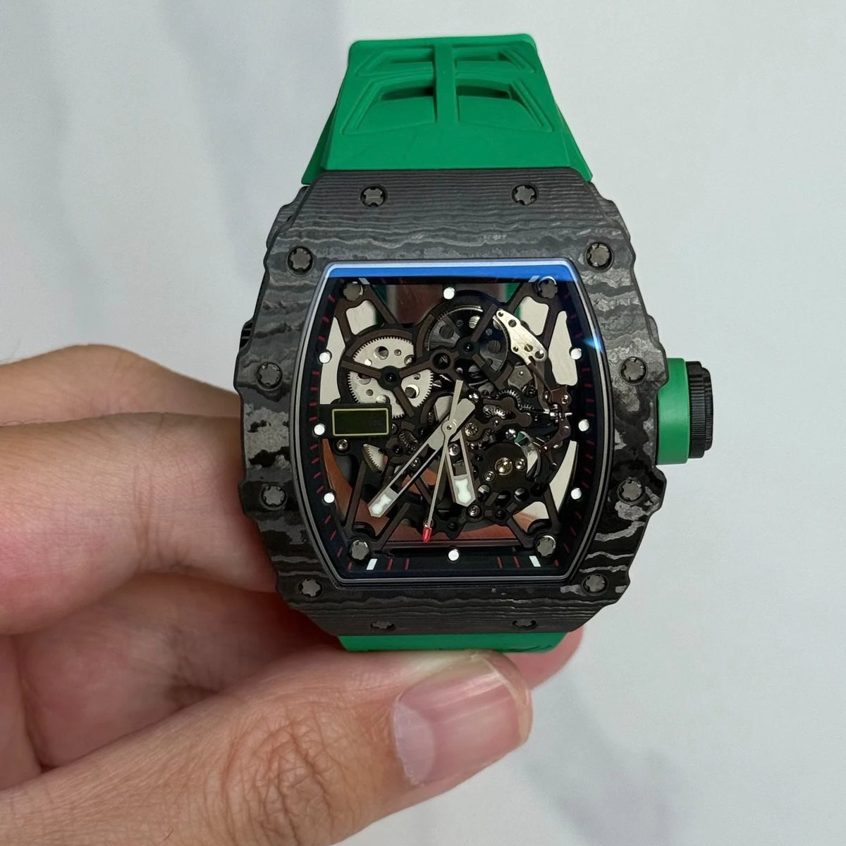 Hot Selling 3502 Tourbillon Automatic Mechanical Watch Tonneau Carbon Fiber Case Men's Night Light Waterproof Watch
