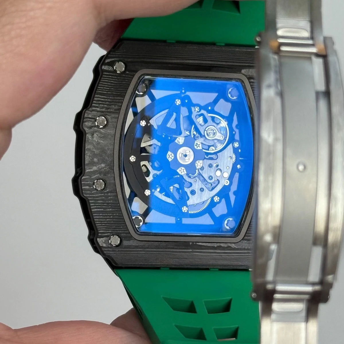 Hot Selling 3502 Tourbillon Automatic Mechanical Watch Tonneau Carbon Fiber Case Men's Night Light Waterproof Watch