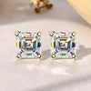 Classic Asscher Cut GRA Moissanite Stud Earrings 1ct-2ct S925 Silver 4Prong Setting in Stock Gold/Silver for Women