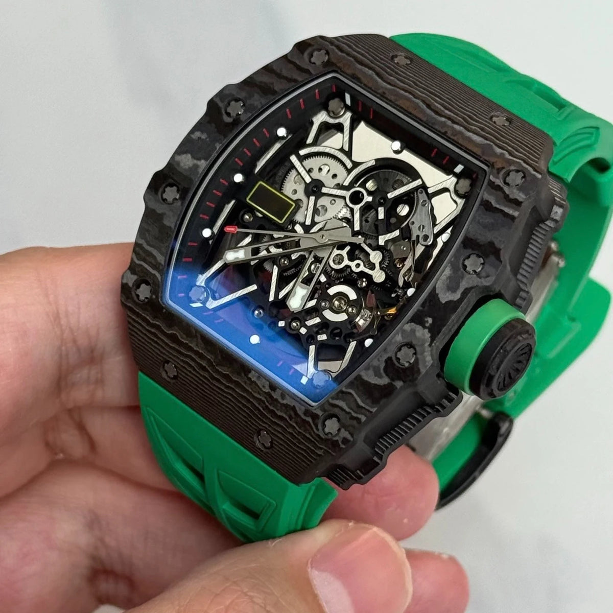 Hot Selling 3502 Tourbillon Automatic Mechanical Watch Tonneau Carbon Fiber Case Men's Night Light Waterproof Watch