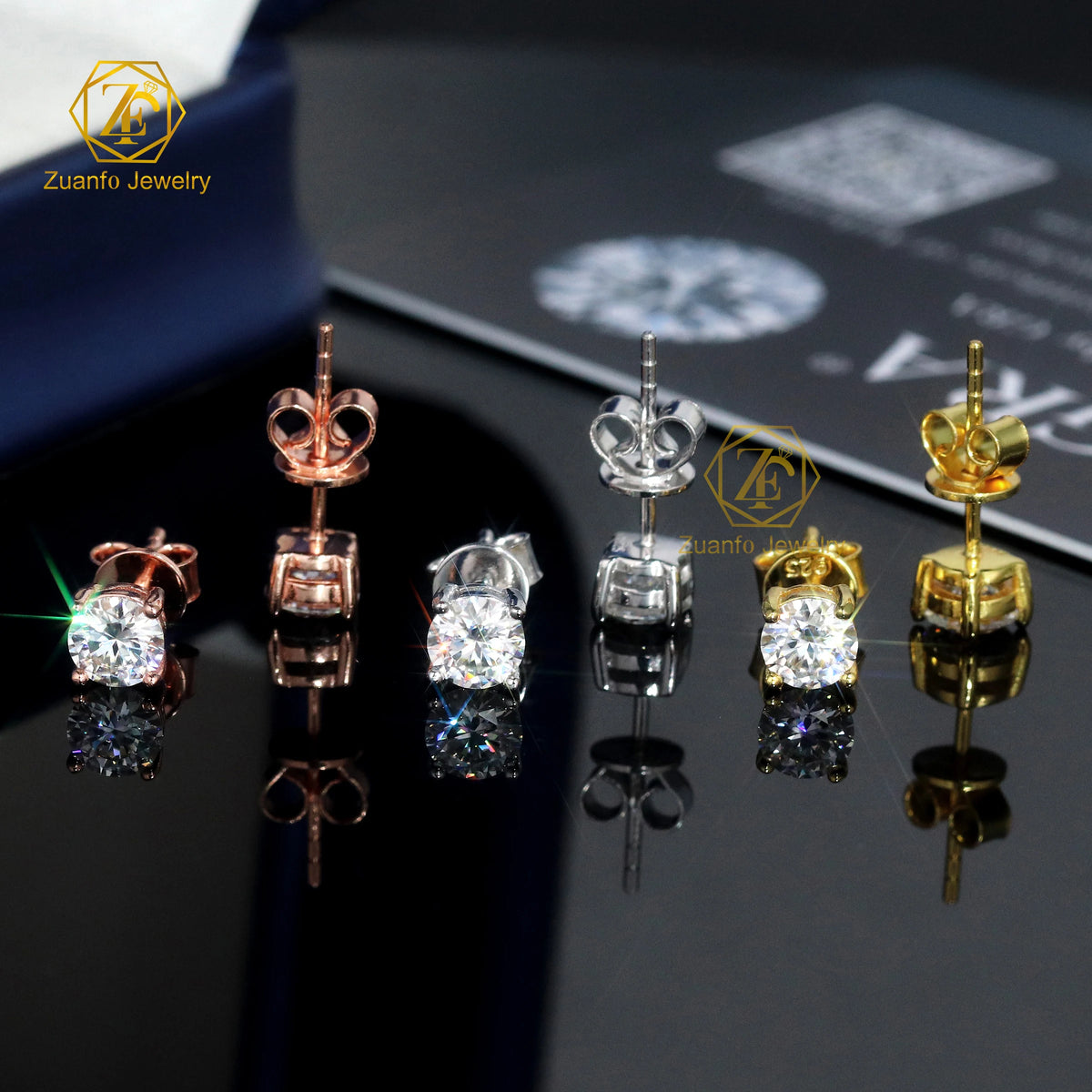 Four Claws Setting Solitaire Moissanite Diamond Earrings Cheapest Price Hiphop 925 Silver VVS1 Moissanite Stud Earrings