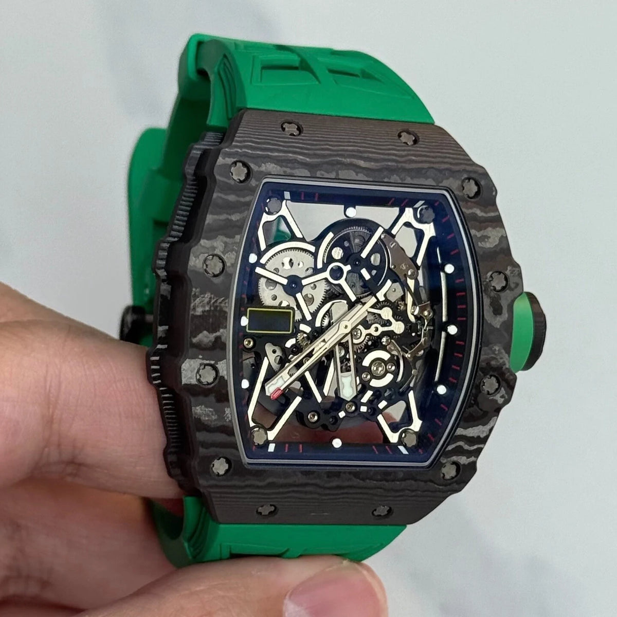 Hot Selling 3502 Tourbillon Automatic Mechanical Watch Tonneau Carbon Fiber Case Men's Night Light Waterproof Watch