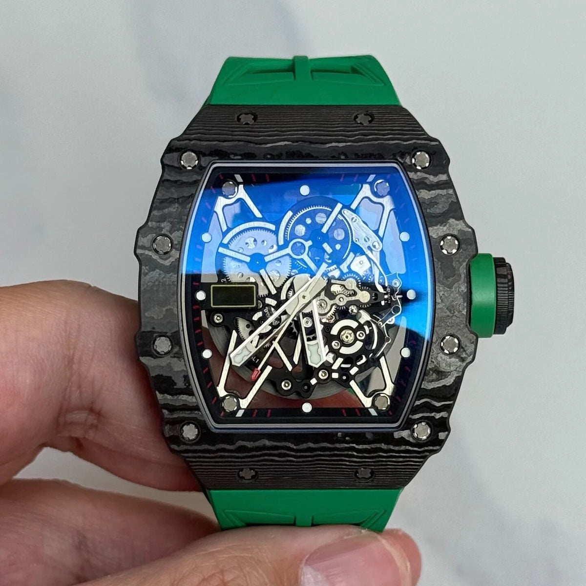 Hot Selling 3502 Tourbillon Automatic Mechanical Watch Tonneau Carbon Fiber Case Men's Night Light Waterproof Watch