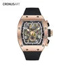 2025 Men's Carbon Tonneau  Luxury Mechanical Watches, Sapphire Crystal Glass Transparent Base Cover OEM Watches