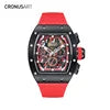 2025 Men's Carbon Tonneau  Luxury Mechanical Watches, Sapphire Crystal Glass Transparent Base Cover OEM Watches