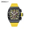 2025 Men's Carbon Tonneau  Luxury Mechanical Watches, Sapphire Crystal Glass Transparent Base Cover OEM Watches