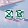 Classic Asscher Cut GRA Moissanite Stud Earrings 1ct-2ct S925 Silver 4Prong Setting in Stock Gold/Silver for Women