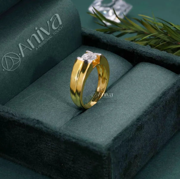 Unisex Ethnic Design Brilliant Cut Solitaire 0.9ct Diamond Engagement Ring 18K Gold Plated Yellow/White/Rose GIA Fashion