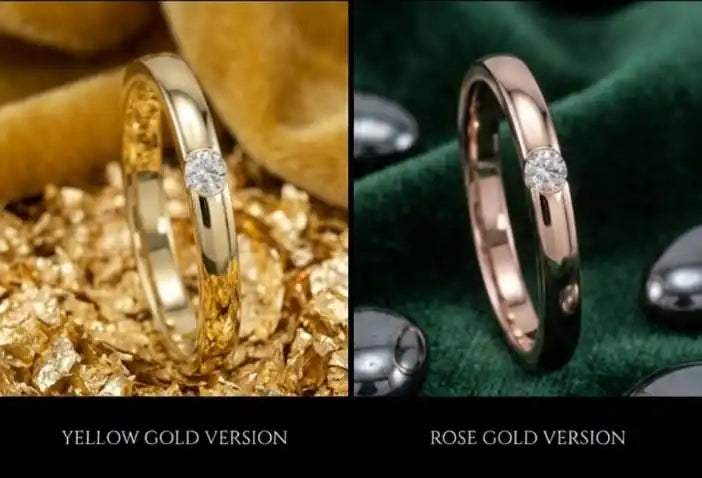 Solitaire Diamond Engagement Ring 18k Gold Plated for Wedding & Anniversary Gift