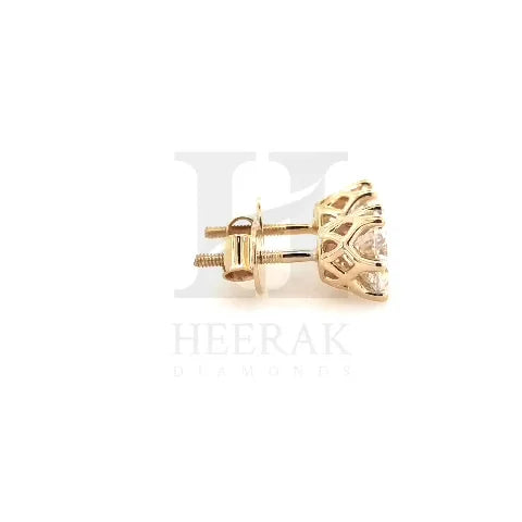 14K/18K Solid Gold Round Brilliant Cut Lab Grown Diamond Studs 1-4ctw VVS1 Moissanite Screw Back Earrings