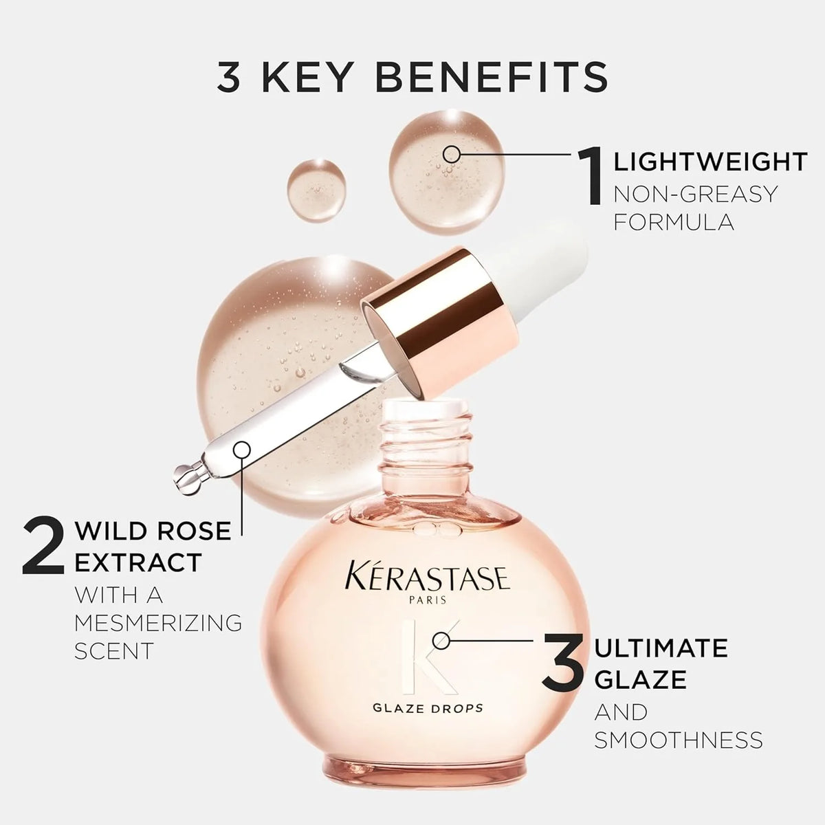 Kerastase Gloss Absolu Glaze Drops High-Gloss Lightweight Oil 45mL, Original Hair Serum for Women/Men, Hair Care Treatment