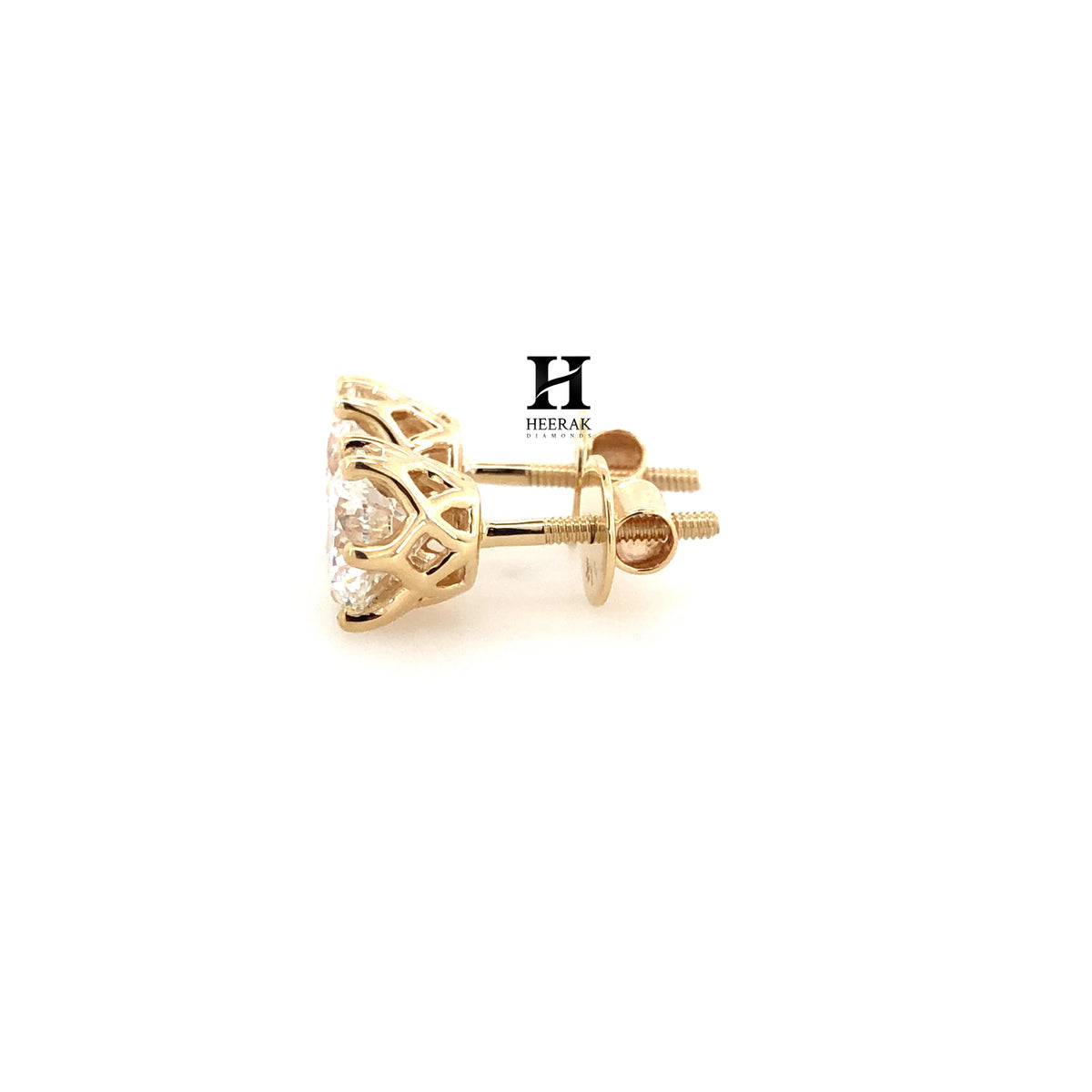 14K/18K Solid Gold Round Brilliant Cut Lab Grown Diamond Studs 1-4ctw VVS1 Moissanite Screw Back Earrings